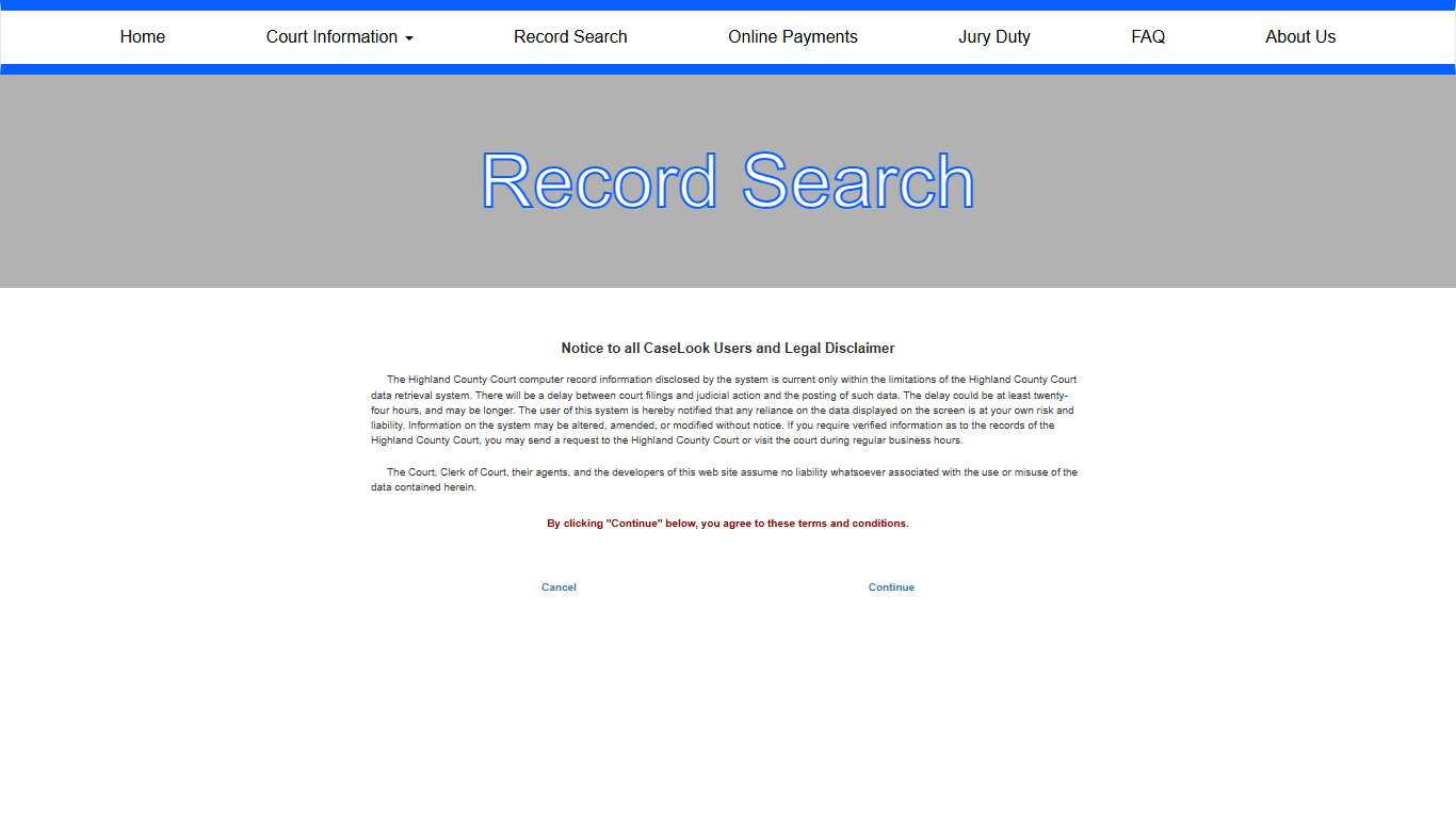 Highland County Court - Record Search